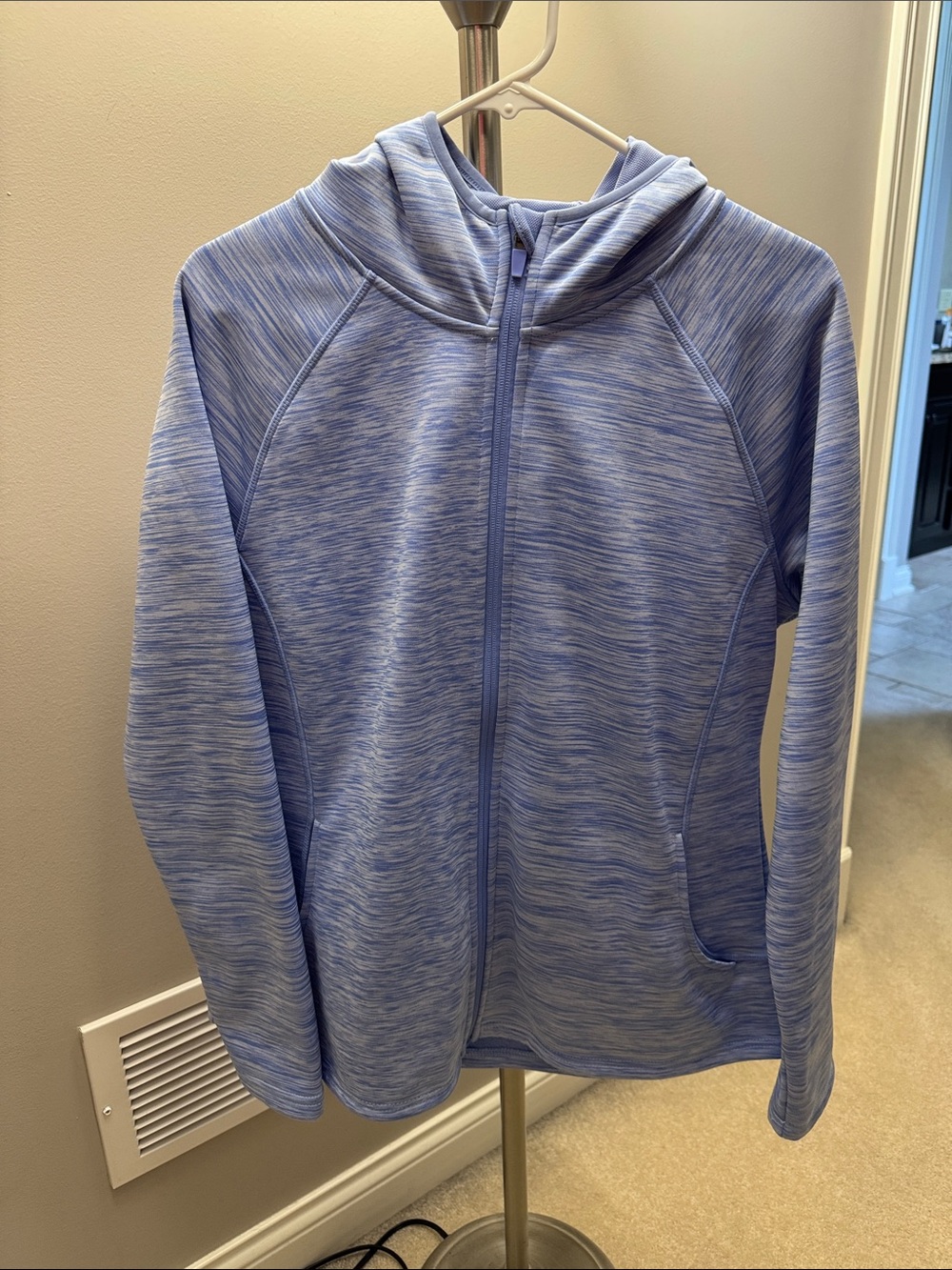 Women's Heathered Light Blue Full-Zip Hoodie Jacket
